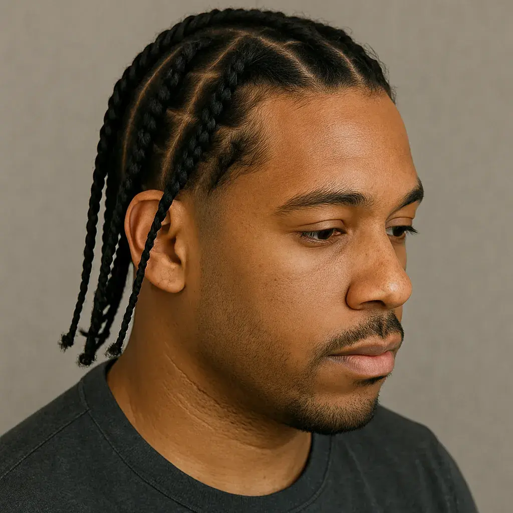 low fade con trenzas