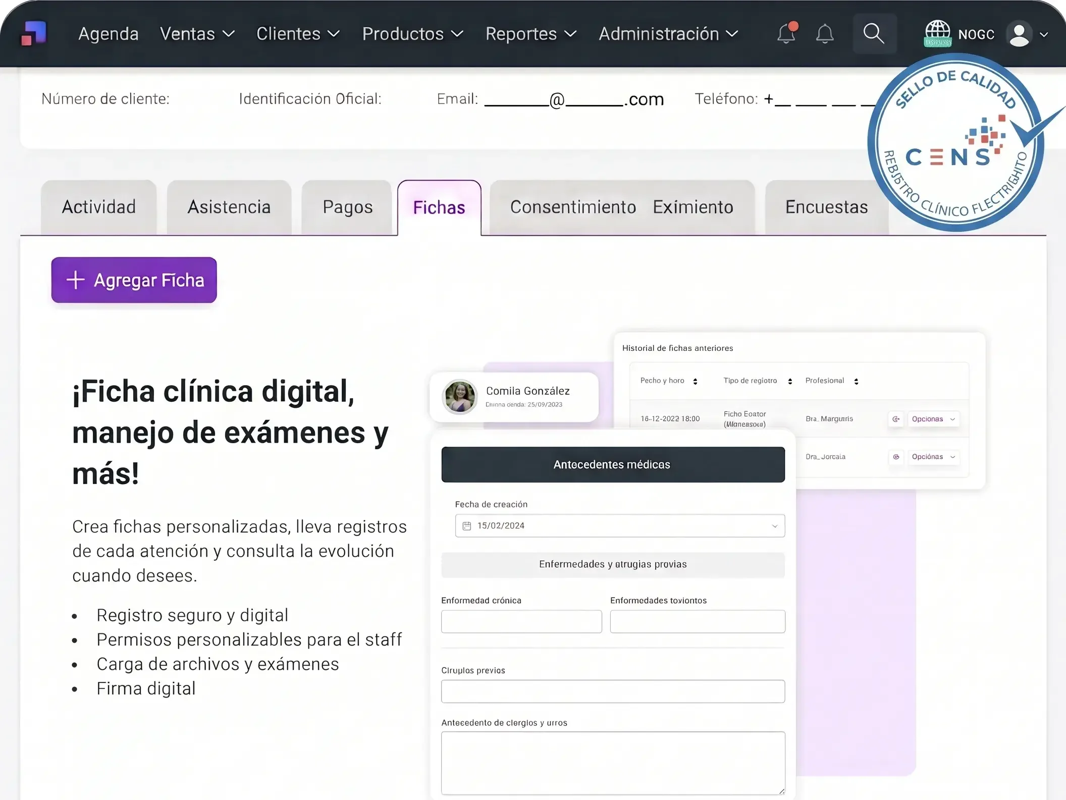 certificación cens para ficha clinica