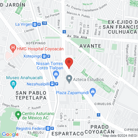 Odontomedica Miramontes servicio aseguradoras Centauro, Dentegra, Sigma, Odontoprev map