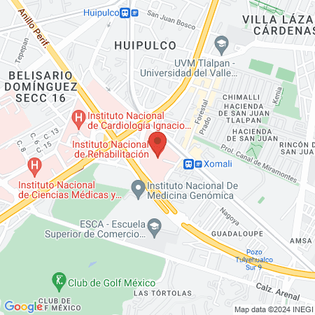 Instituto Nacional de Rehabilitación map