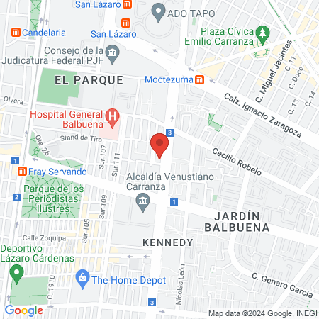 Ginecologa en Jardin Balbuena, Ciudad de Mexico (CDMX) - Dra. Rocío Ruiz map