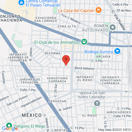 Dra. Nayeli del Rayo Sánchez Garibay - Ginecología Tehuacán map