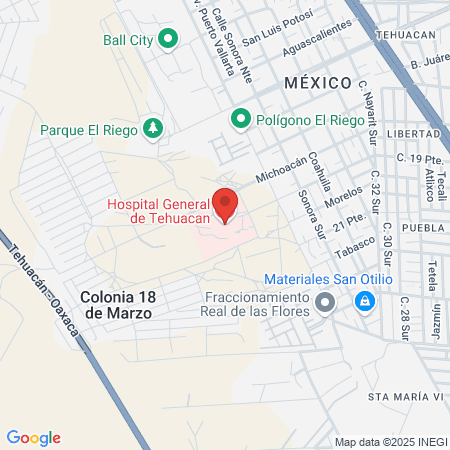 Hospital General de Tehuacan map