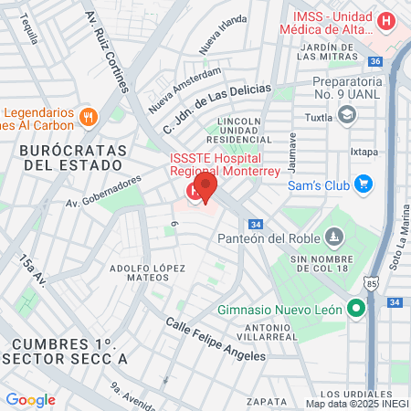 ISSSTE Hospital Regional Monterrey map