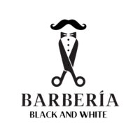 barberia manicure y pedicure black and white logo
