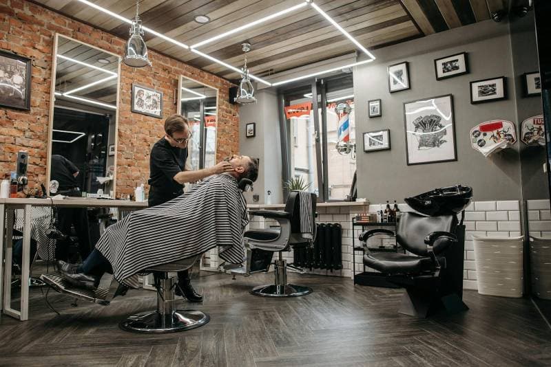 Old boys club barber shop interior