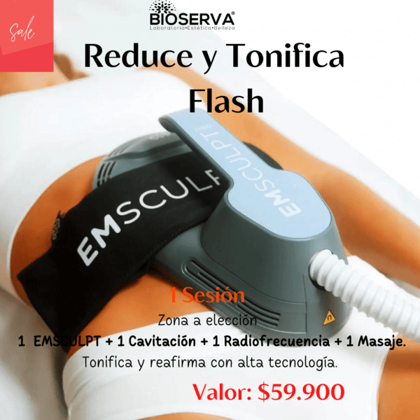 Tonifica Flash Reductivo / Reafirmante (1EMS +1CAV+ 1RF + 1DLM) 1 Sesión