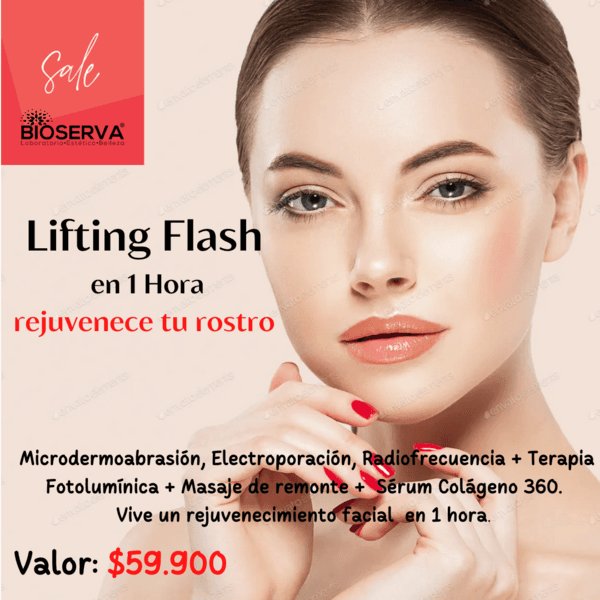 Lifting Facial Flash ( MD+EP+RF+ TF+MR +Serum Colageno) 1 Sesión
