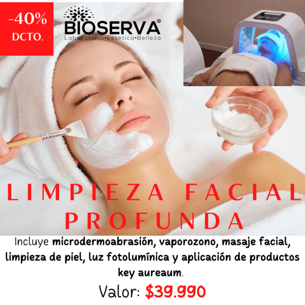 Limpieza Facial Profunda, Masaje Facial ( Mic+Vap+FL+MR+Serum)