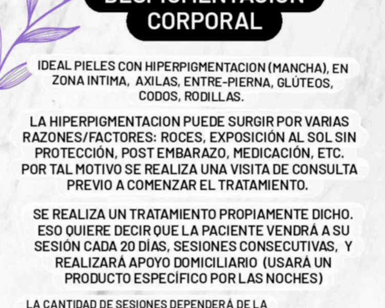 Despigmentacion Corporal- (Por zona)