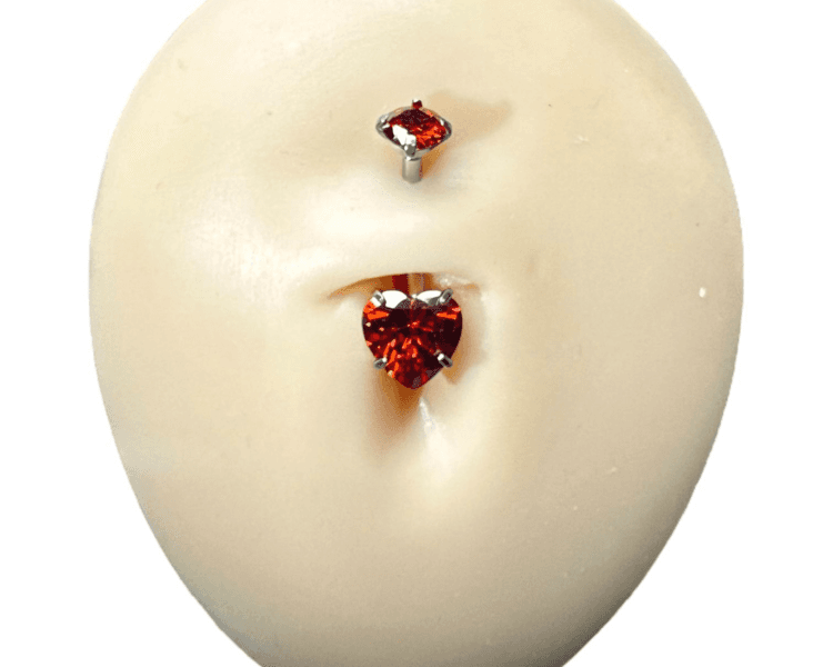 Navel Ombligo Cristal corazon rojo (COD 183)