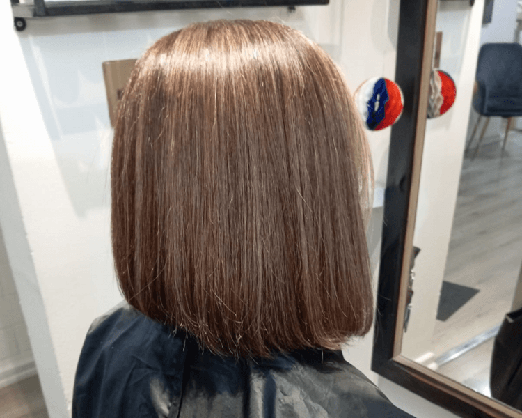 Alisado con enjuague (Brasil Cacao) cabello corto o mediano desde