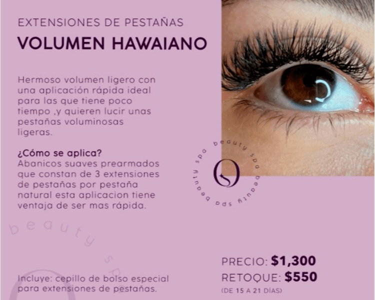 Extensiones de Pestañas Volumen Hawaiano
