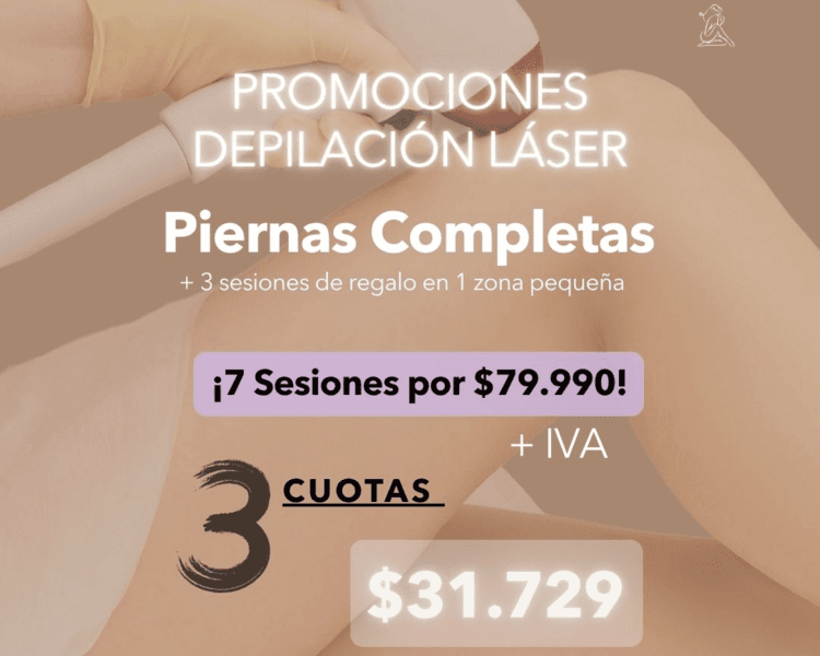 7 SESIONES EN PIERNAS COMPLETAS + 1 ZONA PEQUEÑA DE REGALO (3 SESIONES) - AÑO 2026