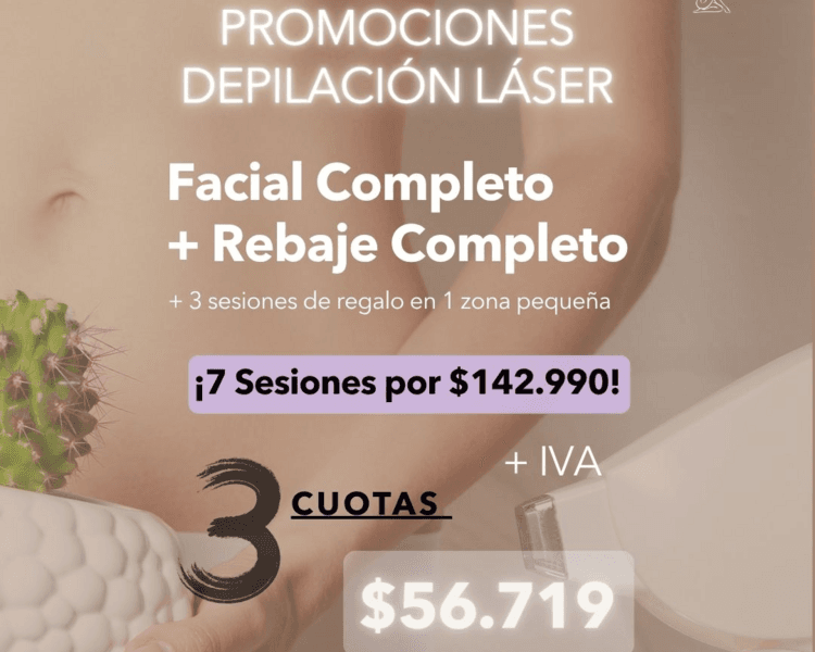 7 SESIONES EN FACIAL COMPLETO + FULL BRAZILIAN + 1 ZONA PEQUEÑA DE REGALO (3 SESIONES) - AÑO 2026