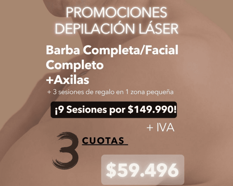 9 SESIONES EN BARBA/FACIAL COMPLETO + AXILAS + 1 ZONA PEQUEÑA DE REGALO (3 SESIONES) - AÑO 2026