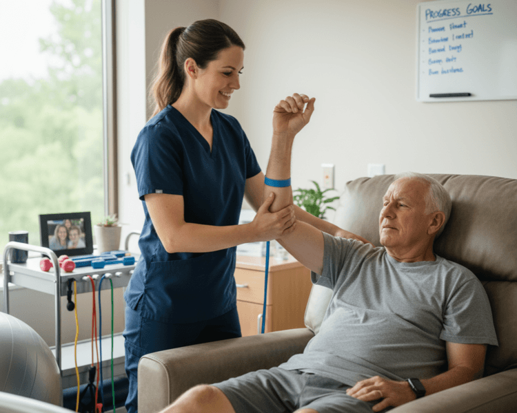 Sesión de fisioterapia a domicilio