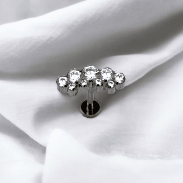 Labret racimo cristales prong blanco (COD 316)