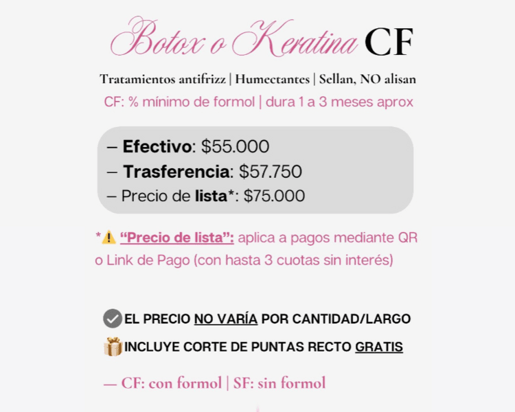 Botox/Keratina/Service. Efvo💵 (Seña de $30.000 x transferencia✅)