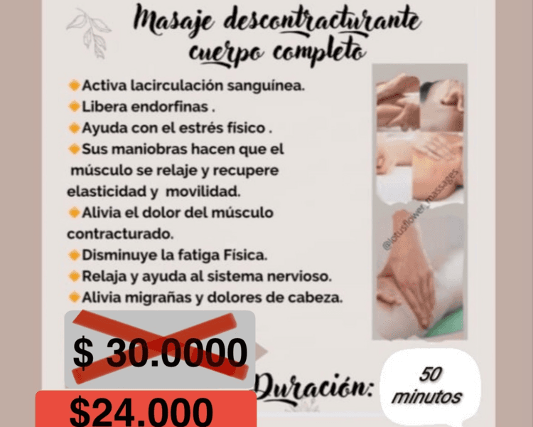 MASAJE DESCONTRACTURANTE CUERPO COMPLETO CYBER NAVIDEÑO