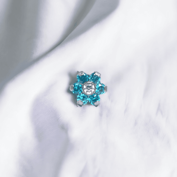 Top flor cristal celeste y blanco (COD 359)