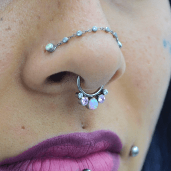 Argolla segmentada ópalos blancos (COD 253)