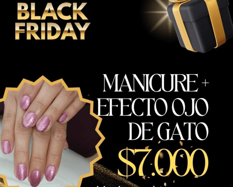 BLACK-Manicure +efecto ojo gato