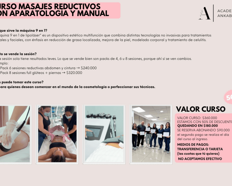 CURSO MASAJES REDUCTIVOS CON APARATOLOGÍA Y MANUAL