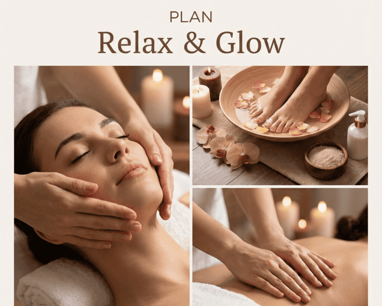 Plan Relax & Glow (Masaje + Pedi Spa + Facial Express) (Valor Base)