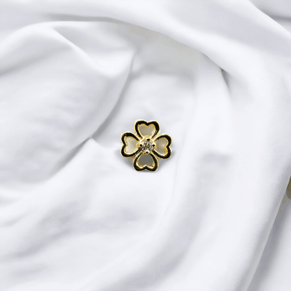 Labret de oro con Trébol y diamante cultivado 14KT (COD 705)