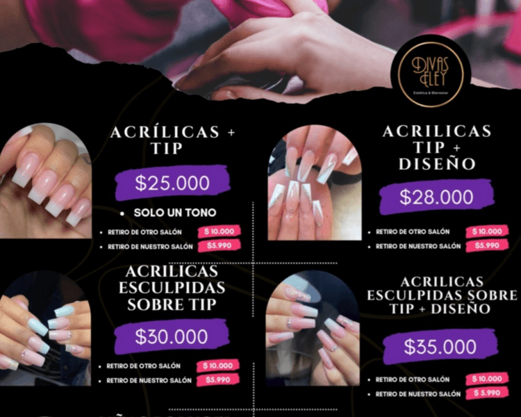 UÑAS ACRILICAS ESCULPIDAS SOBRE TIP + DISEÑO