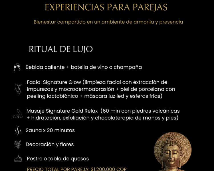 EXPERIENCIAS PARA PAREJAS - RITUAL DE LUJO US $ 330 por pareja
