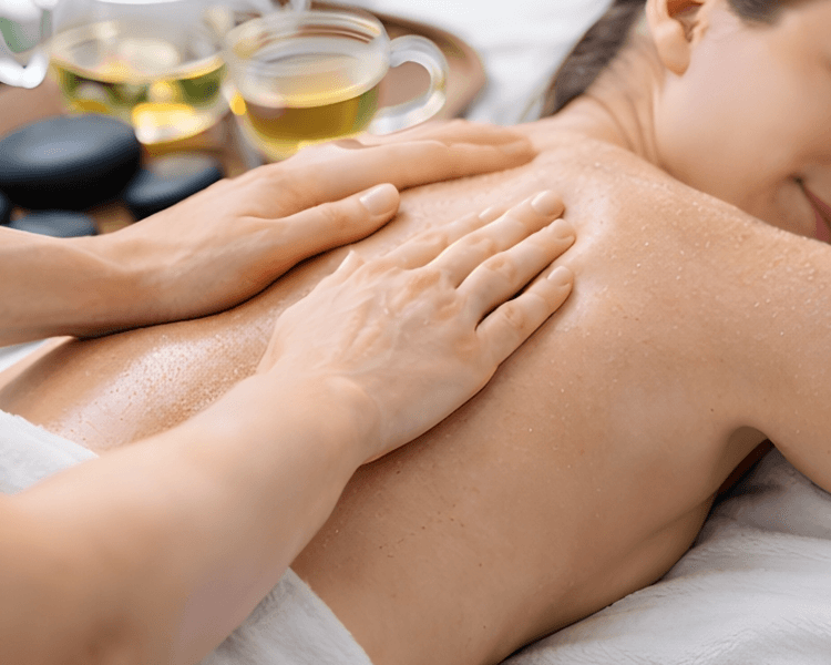 Masaje de tejido profundo · piedras calientes · infusión 90min