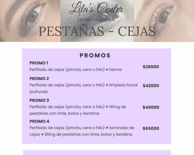 PROMO - Laminado de cejas + lifting de pestañas con tinte, botox y keratina