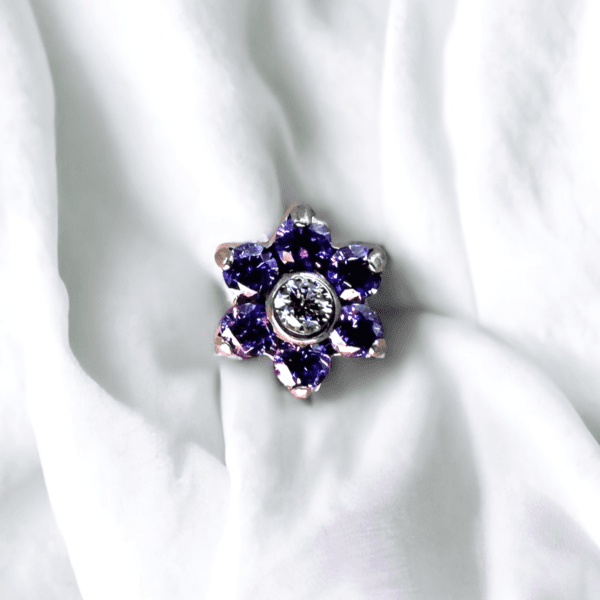 Labret top flor cristales morado (COD 404)