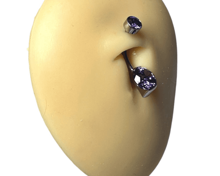 Navel ombligo cobachon cristal Morado (Cod 648)