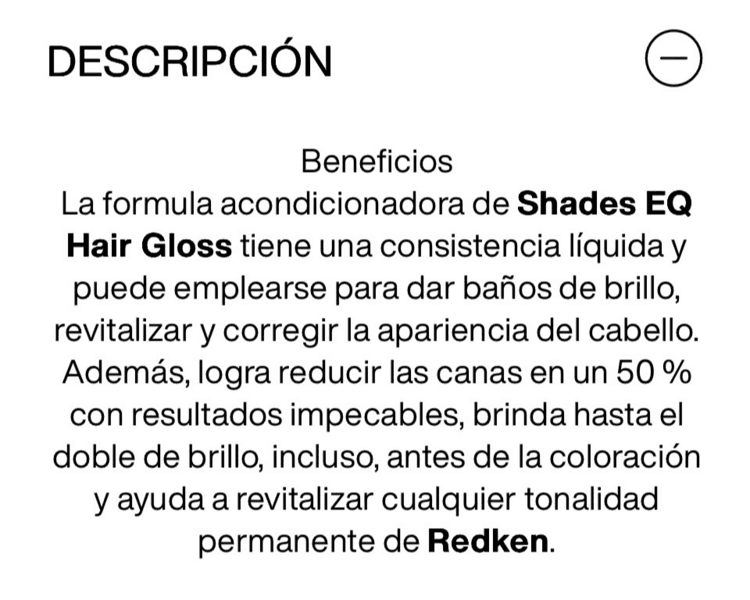 SHADES EQ matizador de canas /baño de brillo $40.000-$50.000