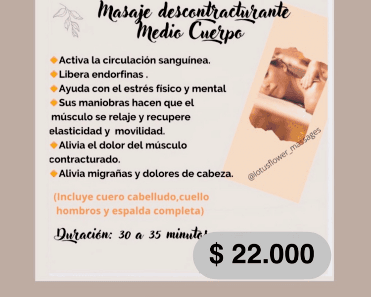 MASAJE DESCONTRACTURANTE MEDIO CUERPO