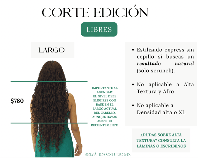 CORTE LIBRES-ABAJO DE LA OREJA HASTA ARRIBA DE LOS CODOS