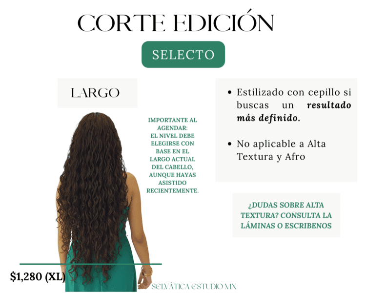 CORTE SELECTO XL - DESDE LA CADERA HASTA DEBAJO DE LOS GLÚTEOS