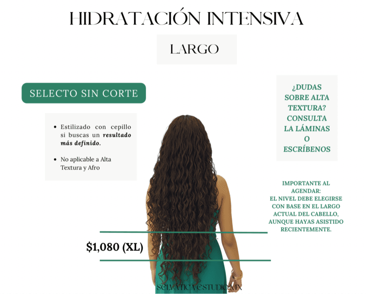 HIDRATACIÓN PROFUNDA SELECTO XL -SIN CORTE DESDE LOS CODOS HASTA LA CADERA