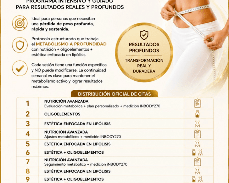 PROGRAMA INTENSIVO nutrición + estética 20 kilos menos en 120 días PAREJA Método MetaPro®