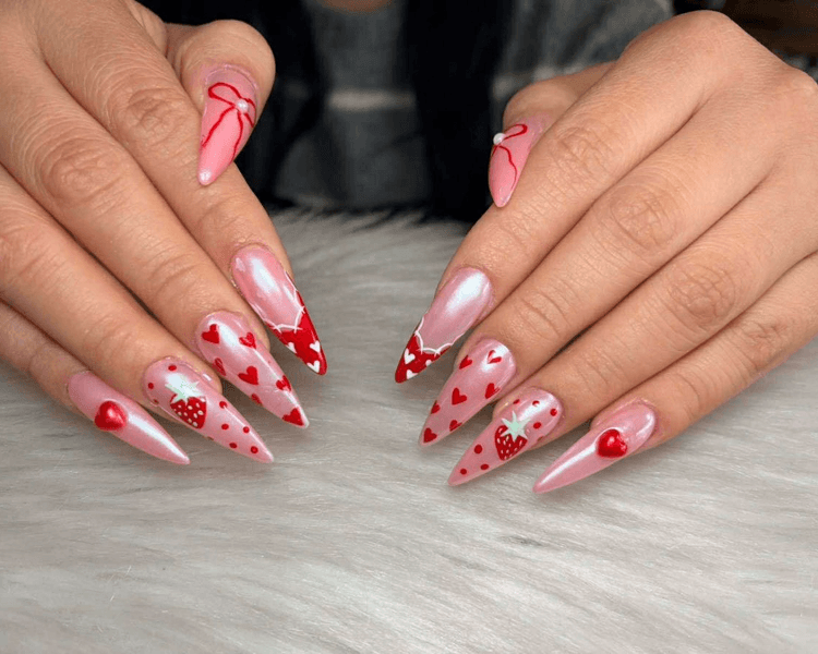 Uñas Acrílicas con tip, del numero 6 de 1-2 tonos lisos