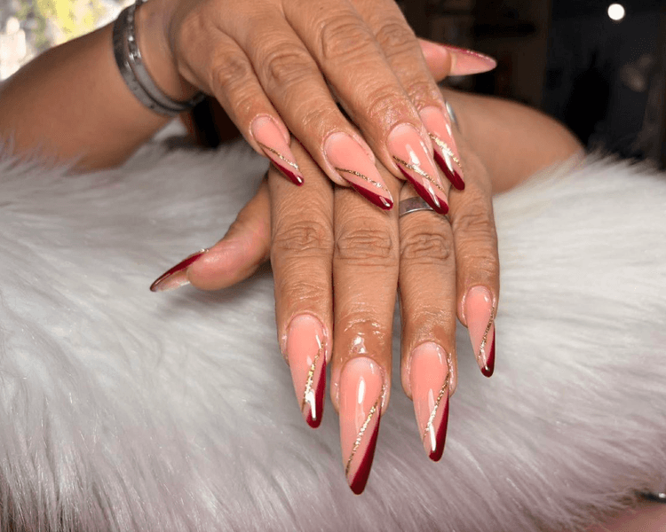 Uñas Acrílicas con tip, del numero 10 de 1-2 tonos lisos