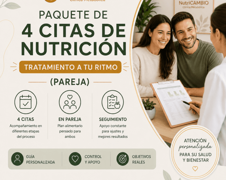 Paquete de 4 citas de nutrición TRATAMIENTO A TU RITMO (PAREJA)
