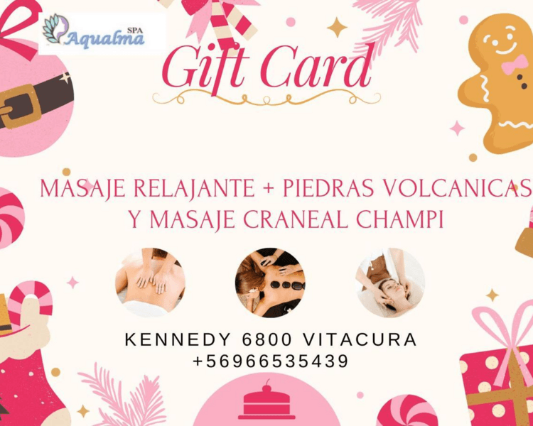 Gift Card 3: Masaje relajante + Piedras volcánicas + Masaje craneal champi