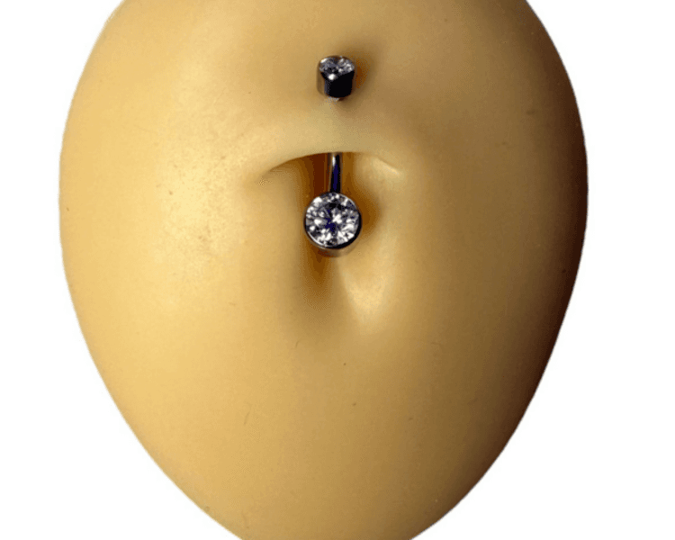 Navel Ombligo Doble Cristal Blanco (cod 428)
